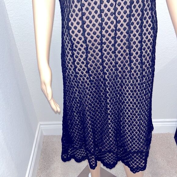 Vintage Adrianna Papell little black dress, sheer w/ raised dots. Fully lined. - Picture 3 of 13